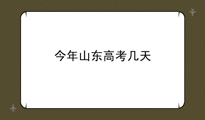 今年山东高考几天