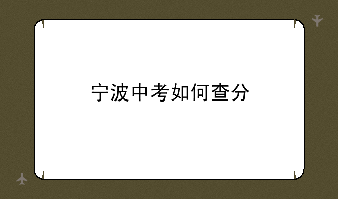 宁波中考如何查分