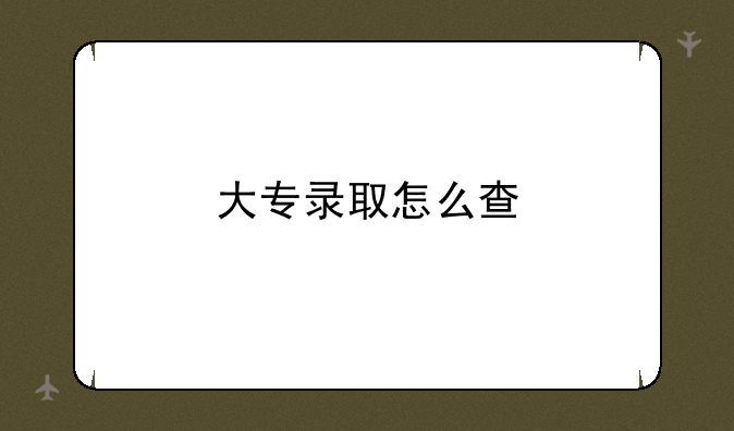 大专录取怎么查