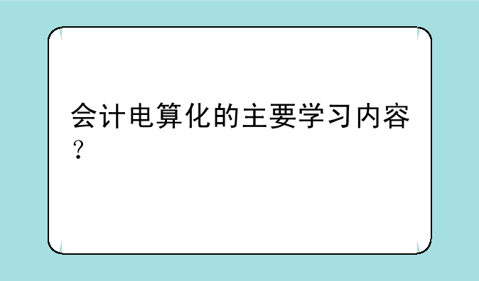 会计电算化的主要学习内容？