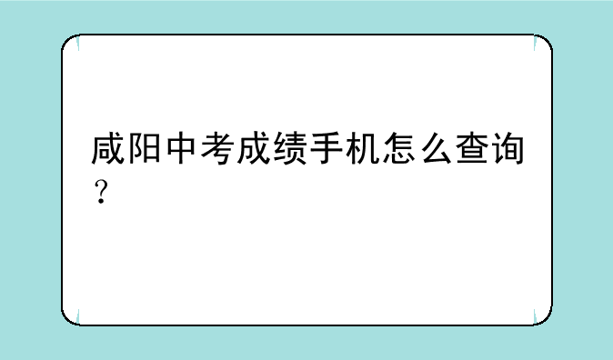 咸阳中考成绩手机怎么查询？
