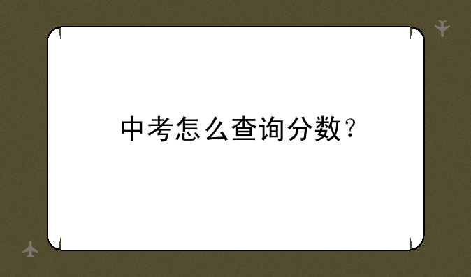 中考怎么查询分数？