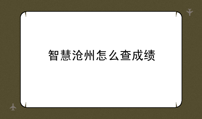 智慧沧州怎么查成绩