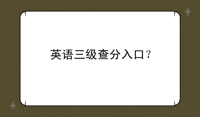 英语三级查分入口？