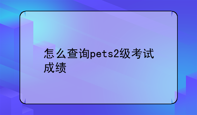 怎么查询pets2级考试成绩