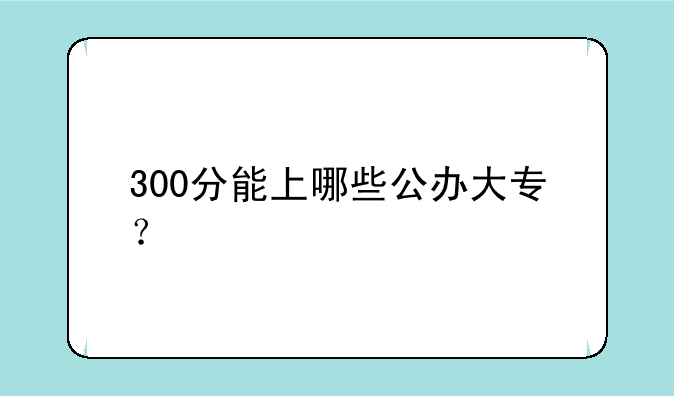 300分能上哪些公办大专？