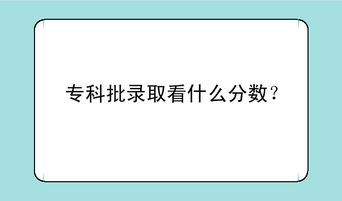 专科批录取看什么分数？
