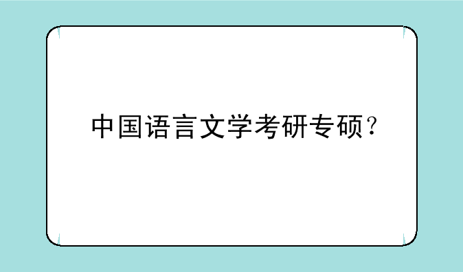中国语言文学考研专硕？
