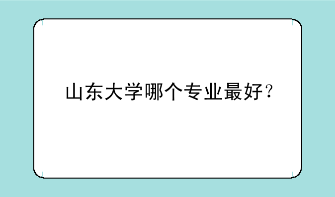 山东大学哪个专业最好？
