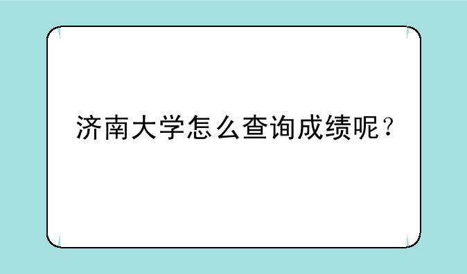 济南大学怎么查询成绩呢？