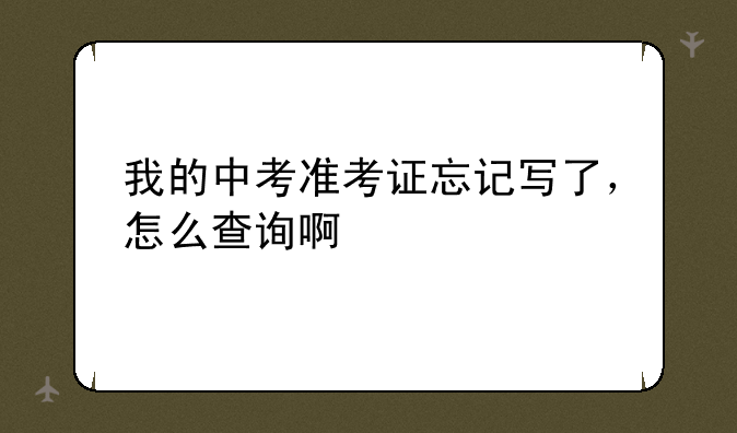 我的中考准考证忘记写了，怎么查询啊