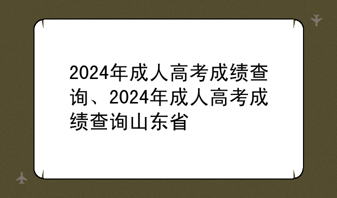 2024年成人高考成绩查询、2024年成人高考成绩查询山东省
