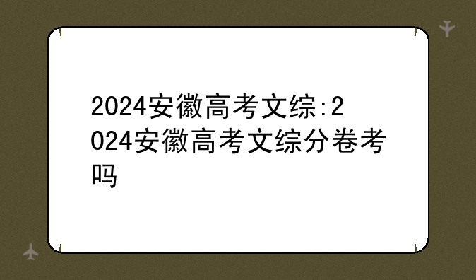 2024安徽高考文综:2024安徽高考文综分卷考吗