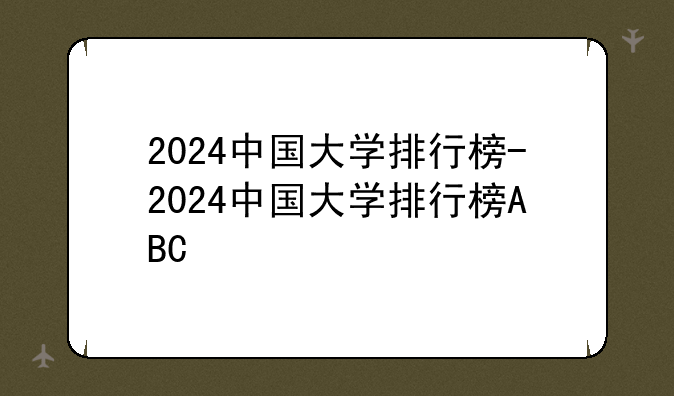 2024中国大学排行榜-2024中国大学排行榜ABC