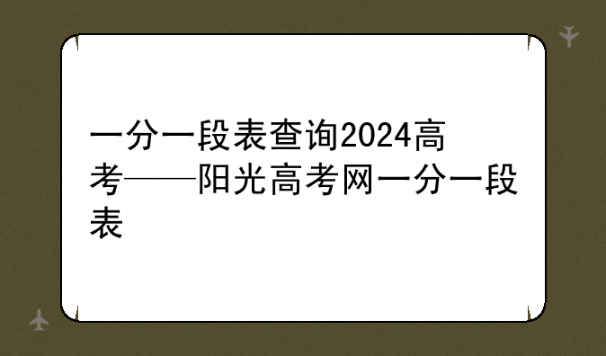 一分一段表查询2024高考——阳光高考网一分一段表