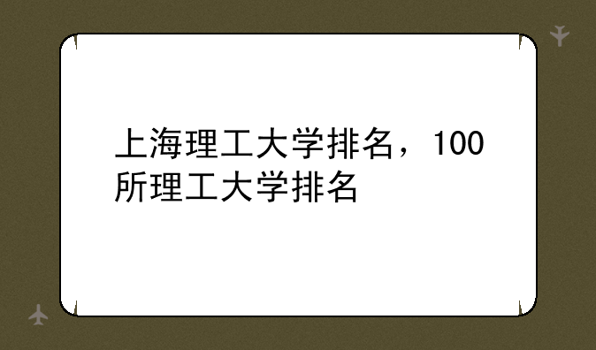 上海理工大学排名，100所理工大学排名