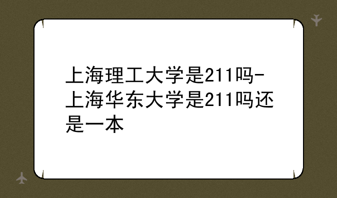 上海理工大学是211吗-上海华东大学是211吗还是一本