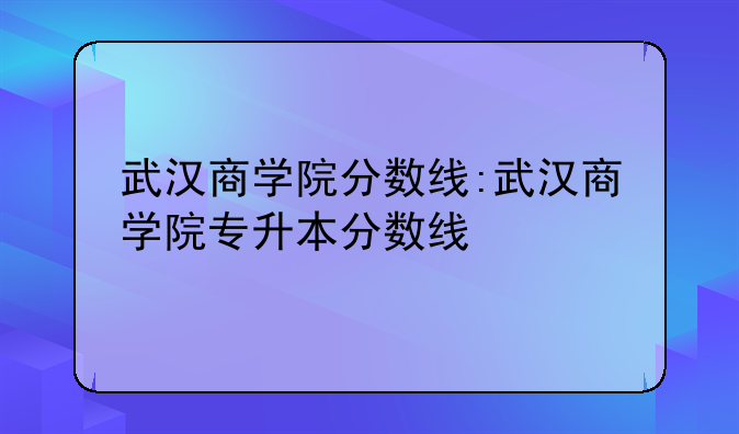 武汉商学院分数线:武汉商学院专升本分数线