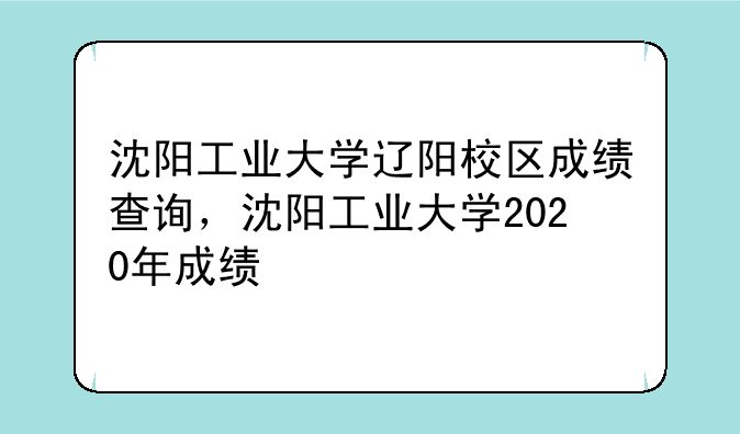 沈阳工业大学辽阳校区成绩查询，沈阳工业大学2020年成绩