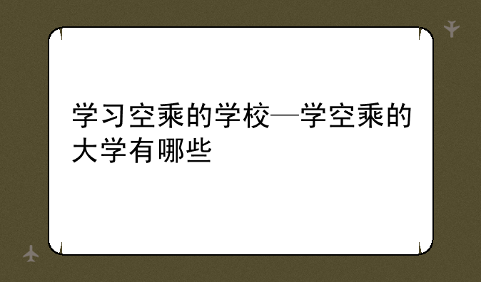 学习空乘的学校—学空乘的大学有哪些
