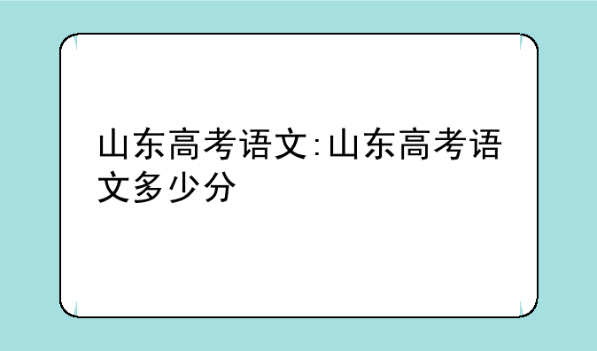 山东高考语文:山东高考语文多少分
